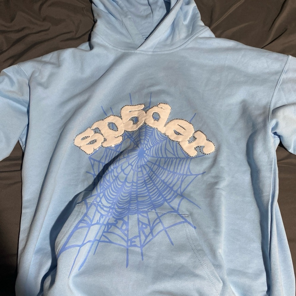 Spider Light Blue Hoodie for Men